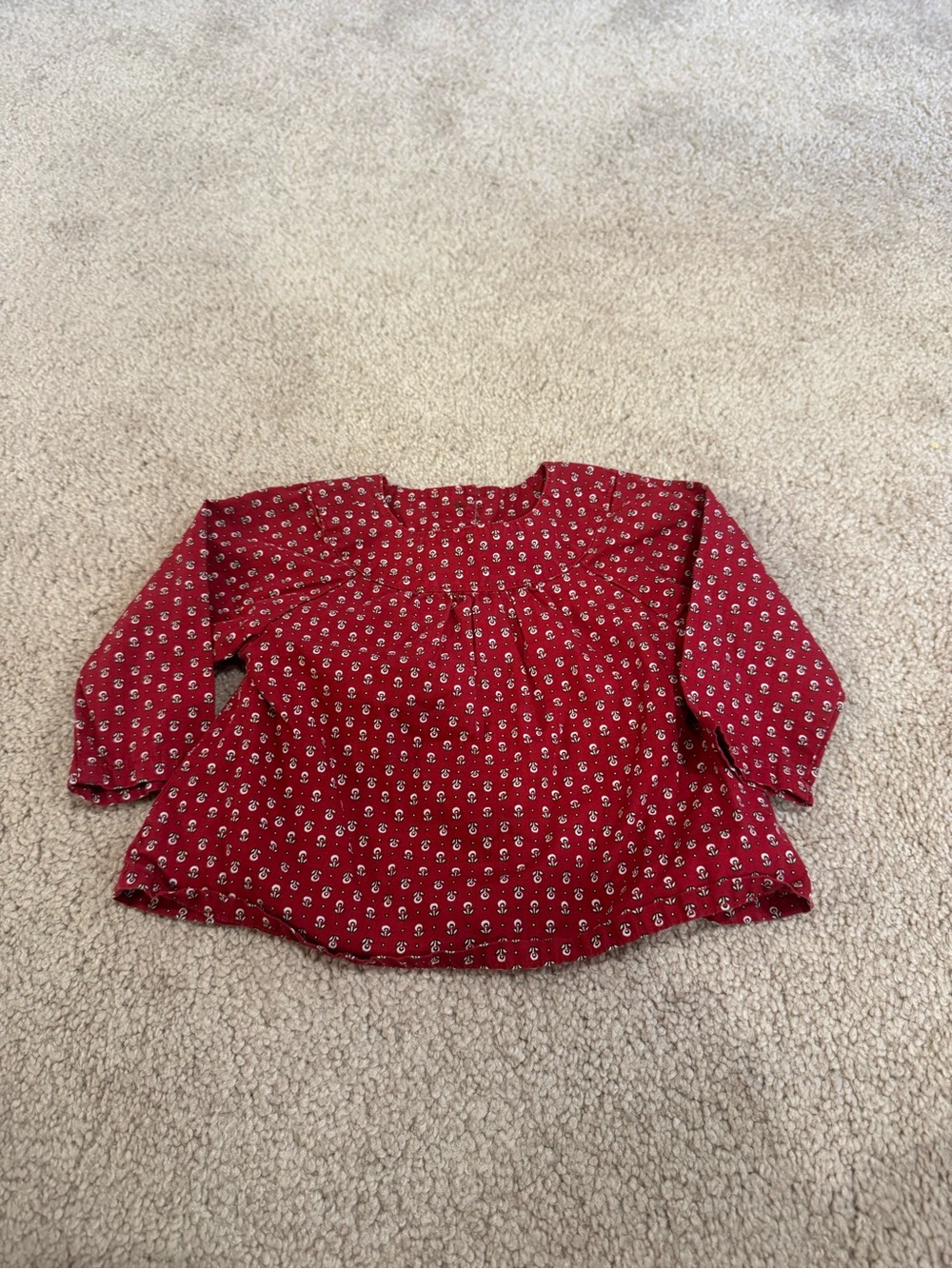 Old Navy Red Floral Peasant Blouse Cottage Core Size 3-6 Months Vintage